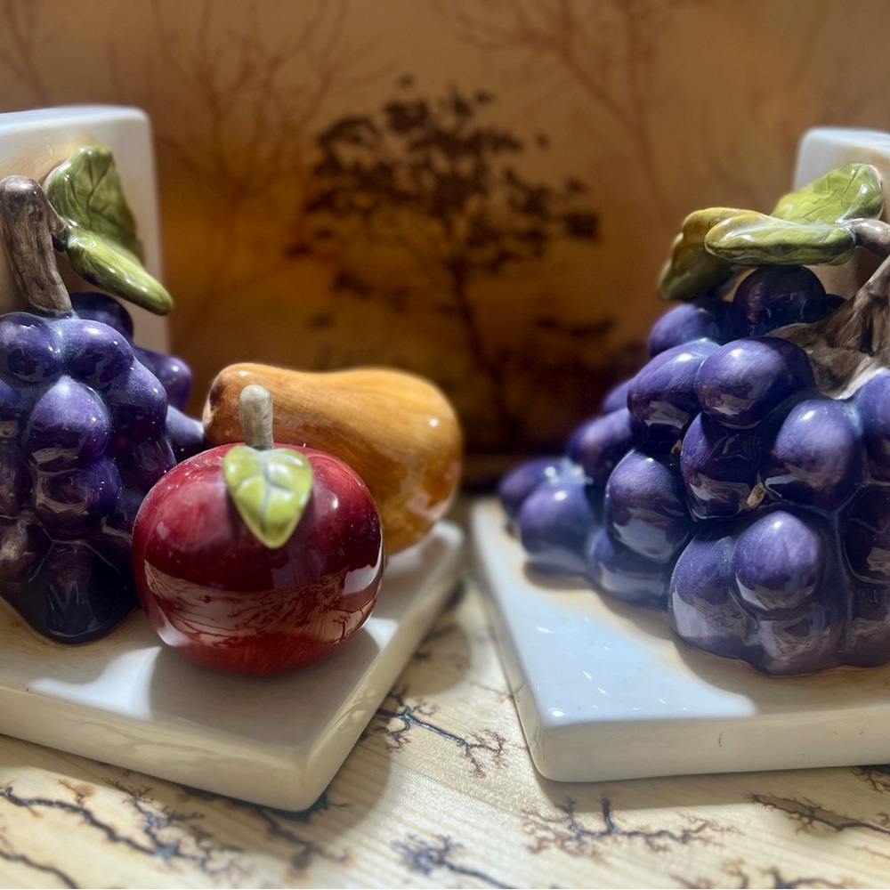 Vintage Home Interiors Sonoma Villa Ceramic Fruit Book Ends Set. Great Condition - Picture 3 of 8